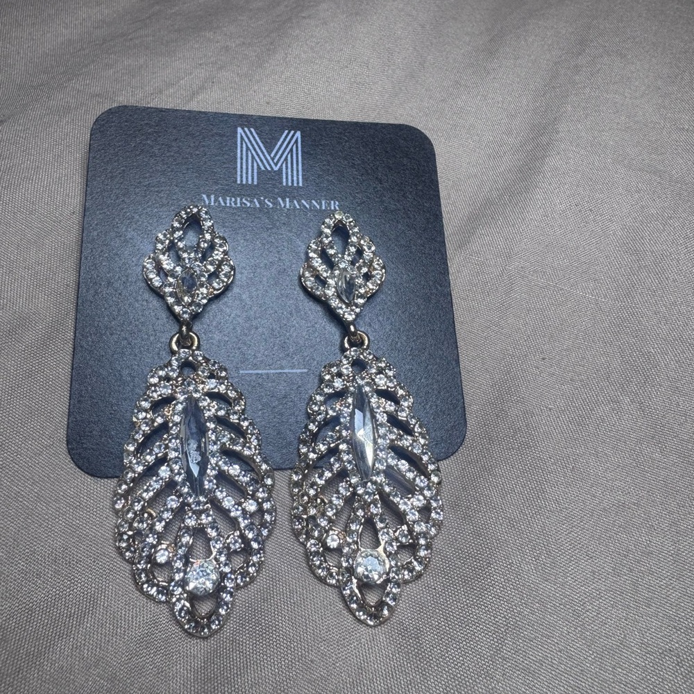 Silver Crystal Drop Earrings
